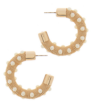 Pearl & Raffia Hoops