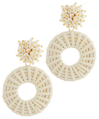 Cluster Pearl Rattan Earrings