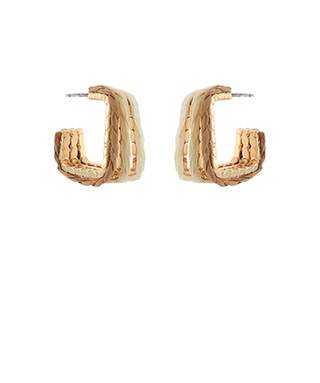 Layered Raffia Square Hoops