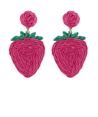 Strawberry Raffia Earrings