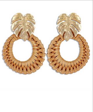 Rattan Monstera Earrings