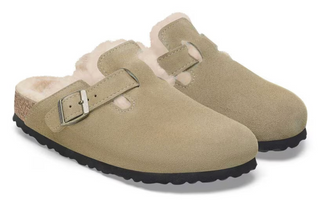 Birkenstock Boston Shearling Suede Leather - Taupe