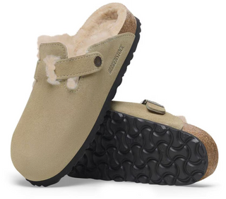 Birkenstock Boston Shearling Suede Leather - Taupe