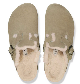 Birkenstock Boston Shearling Suede Leather - Taupe