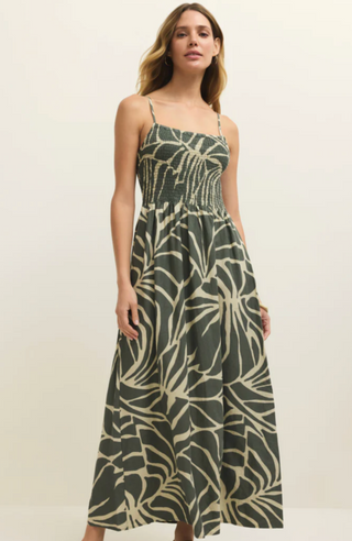 Z Supply Bayside Tova Palm Linen Maxi Dress