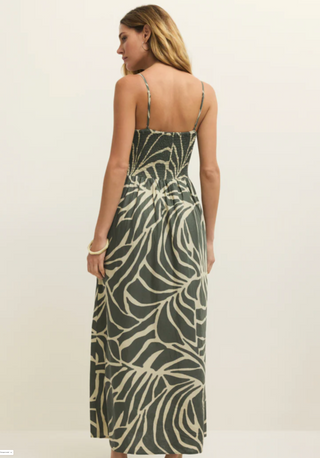 Z Supply Bayside Tova Palm Linen Maxi Dress