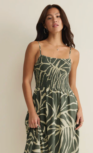 Z Supply Bayside Tova Palm Linen Maxi Dress