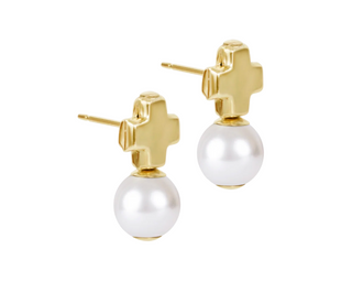 enewton signature cross small gold stud - classic pearl