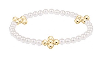 enewton beaded 4mm gold signature cross 4mm pearl bracelet
