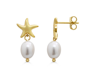 Stia Starfish - Dangle Pearl Stud Earring
