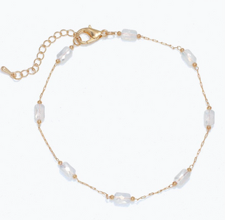 Periwinkle Faceted White Bead Anklet
