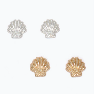 Periwinkle Duo Scallop Shell Earrings