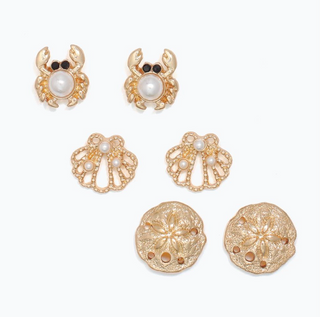 Periwinkle Gold Trio with Pearls Earrings