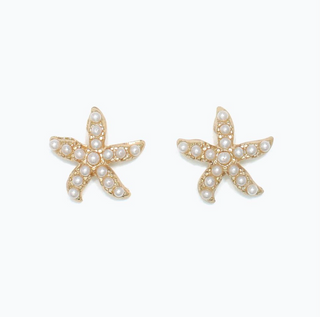 Cuties Gold Starfish with Pearls Earrings