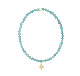 Enewton Classic Amazonite 3mm Bracelet - Signature Cross Gold Charm
