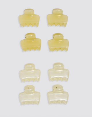 KITSCH Mini Jelly Cloud Clips 8pc Set - Pearlized Cream & Butter Yellow