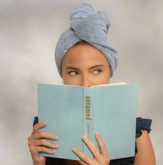 KITSCH Plush Microfiber Hair Towel Turban with Bow - Coastal Blue
