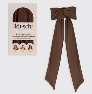KITSCH Set & Flow Heatless Curling Headband - Chocolate Brown