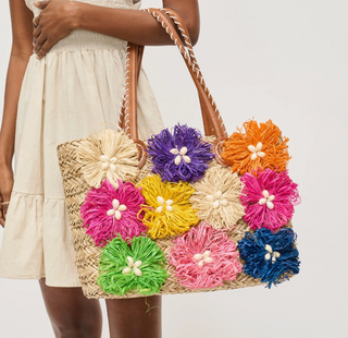 Queenie Floral Straw Tote