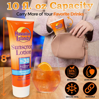 Spf 30 Sunscreen - 10oz Flask with Funnel & 5 Seals