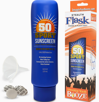 Spf 50 Sunscreen - 8oz Sealth Flask with Funnel & 5 Seals