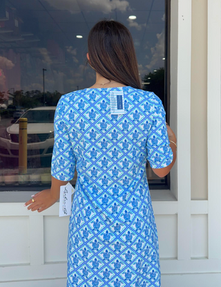 Lulu B Totally Turtles 3/4 Sleeve V-Neck Dress