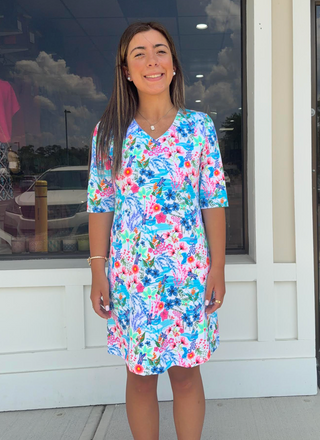 Lulu B By The Coast V-Neck Elbow Sleeve Dress