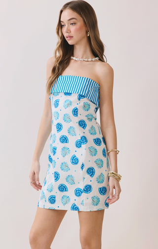 Contrast Stripe Printed Strapless Dress