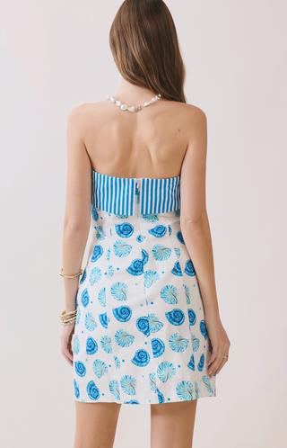 Contrast Stripe Printed Strapless Dress