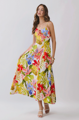 Tropical Floral Cami Midi Dress
