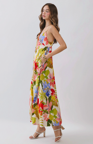 Tropical Floral Cami Midi Dress