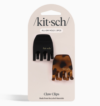 KITSCH Eco-Friendly Medium Claw Clips 2pc Set - Black & Tort