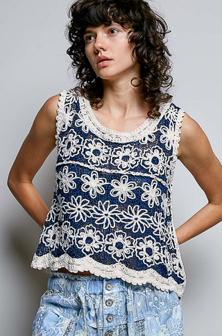 Pol Floral Crochet Top
