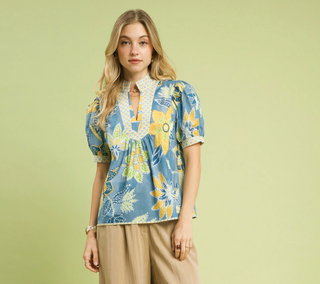 Umgee Abstract V-Neck Top