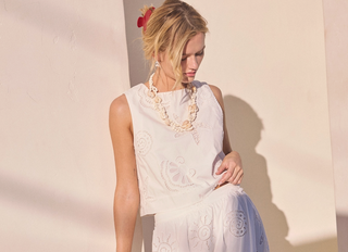 Seaside Embroidered Eyelet Sleeveless Top