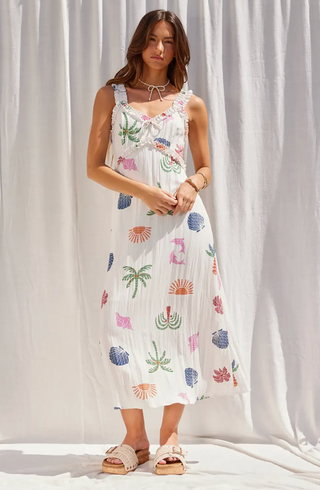 Ruffle Strap Midi Dress