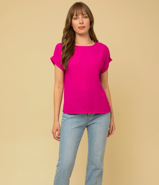 Short Roll-Up Sleeve Top