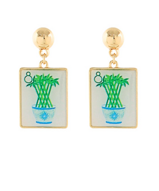 Mahjong Tile Earring Bamboo