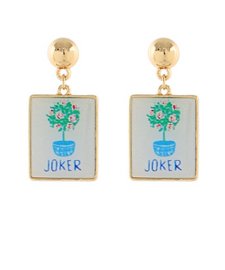 Mahjong Tile Earring Joker