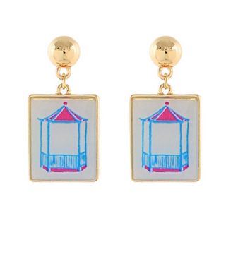 Mahjong Tile Earring Birdhouse