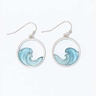 Periwinkle Silver Wave With Blue Inlay Earrings