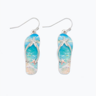 Periwinkle Beach Scene Flip Flop Earrings