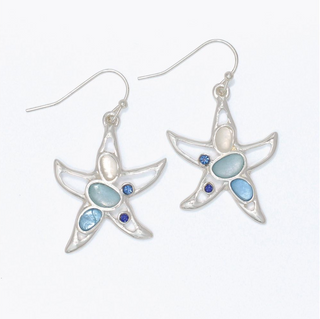 Periwinkle Silver Starfish with Sea Glass