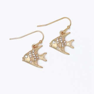Periwinkle Gold Angelfish Crystal Earrings
