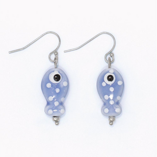 Periwinkle Ceramic Polka Dot Fish Earrings