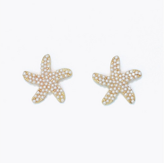 Periwinkle Pearl Encrusted Starfish Earrings