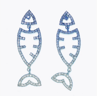 Periwinkle Blue Gradient Crystal Fish Earrings