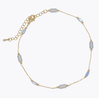 Periwinkle Gold with Grey Blue Beads Anklet