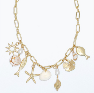 Periwinkle Gold Sea Life Charm Necklace