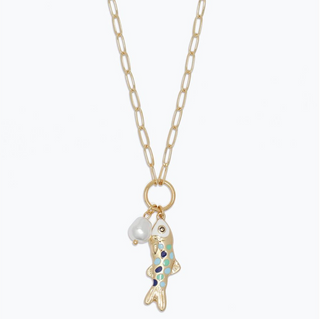 Periwinkle Gold Chain with Spotted Fish Necklace